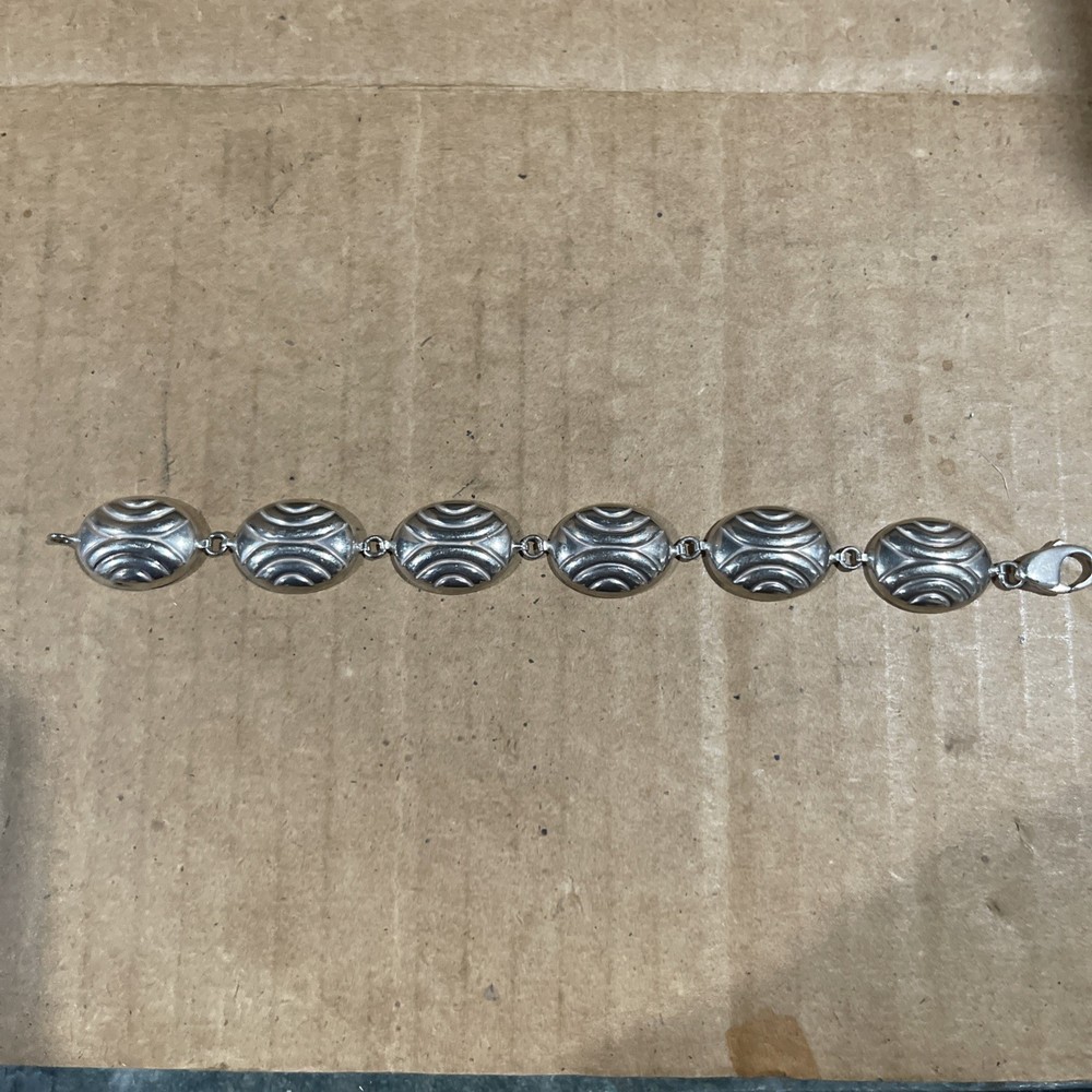 Vintage Puffy Oval Link Bracelet Sterling Silver, Stamped “Italy/925”