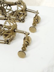 Pair Vintage Gold Tone Dangle Screw-Back Bird Cage Earrings