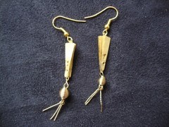 Vintage 1970s Enchanting Chinese Phoenix & Crane Etched Folding Fan Hook Earring