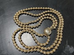 VTG Goldtone Textured Double Strand 24” Necklace Chain Strung Box Clasp Heavy
