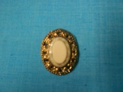 Vintage Domed Gold Tone with White Oval Brooch No Chain
