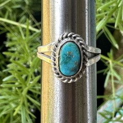 VTG Old Pawn Ring Size 4 Native American Ithaca Peak Turquoise Sterling 2.2g