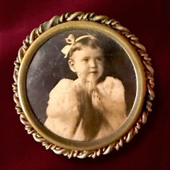 Victorian Mourning Photo Brooch Child Portrait Antique C Clasp Pin