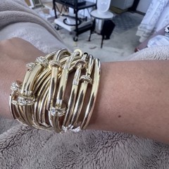 Vintage 1980s Wrap Around Gold Tone Beaded Bracelet