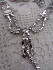 Vintage Pink Rhinestone Necklace & Clip Earrings Set