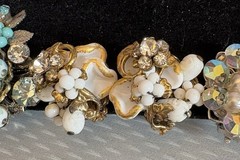 Robert Clip Earring LOT 6 Pair Wired Bead Cluster AB Rhinestone All Signed Vtg