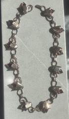 RARE Rose Gold Bell Flower Paste Necklace Bracelet ART DECO Sterling SET 15.25″