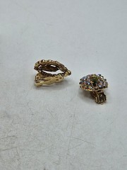 Vintage Olive Marquis & Aurora Borealis Rhinestone Brooch And Earrings Demi…
