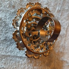 Vintage Multicolor Rhinestone Cluster Flower Cocktail Ring (re-purposed Brooch)