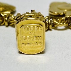 18K Yellow Gold (Stamped 80%) 9 Portugal Symbol Charms 7.25″ Bracelet 31.9g