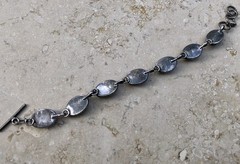 🐯🖤 ✨VINTAGE STERLING SILVER TIGER’S EYE OBSIDIAN Toggle Bracelet Set LOT ✨🖤🐯