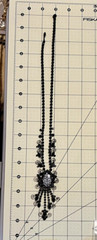 D&E Juliana Book Piece Long Black Rhinestone Floral Transfer Gun Metal Necklace