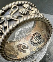 Vintage Taxco Mexico Sterling Silver 925 Floral Wide Band Ring Size 5.25 5.2g