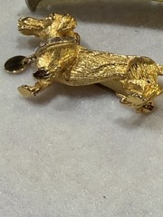 Vintage Gold Tone Dachshund Wiener Dog Rhinestone Collar Brooch Pin Cute Doxie