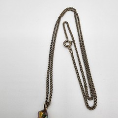 Vtg Smoky Topaz Borealis Crystal Bead Rondelle Pendant Gold Tone Necklace 18″ in