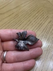 JEWEL ART 925 Sterling Silver – Vintage Dark Tone Floral Leaf Brooch Pin Pendant