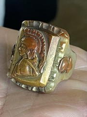 Vintage 1940s Mexican Biker Ring Roman Centurion Trojan Soldier 9.75 Two-Tone