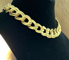 ANNE KLEIN Signed GOLD TONE DOUBLE-LINK CHAIN 15″ STATEMENT CHOKER NECKLACE!