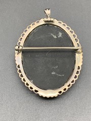 Vintage Onyx Gemstone 925 Sterling Brooch/Pendant (684)