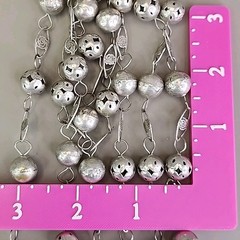 Vintage Mexican Wedding Lasso Necklace Silver Tone Filigree Ball Link Chain 72″