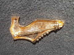 Signed JJJ Shoe Pin Gold Tone Green Faux Pearls