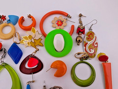vintage 60s 70s Single Earrings Lot groovy mod gogo pop art MCM craft harvest Y2