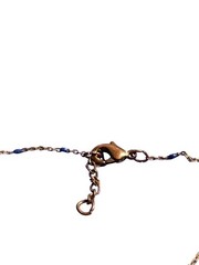 Vintage 90s Dainty Minimalist Copper Chain Bracelet Blue Enamel 6.25 – 7.25 inch