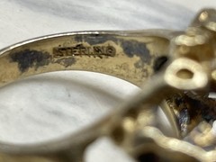 Vintage Brutalist Sterling Silver Gold Plated Statement Ring Sz 6.5 Modernist