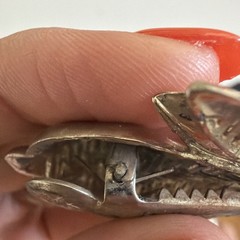 John Hardy Signed Bunny W/Butterfly On Nose Scarf Clip/Brooch Silver Tone 2”