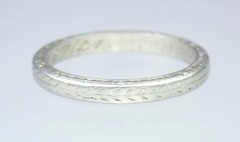 Fab Antique Art Deco Platinum Palladium 2.5mm Floral Wedding Band Ring 1921 6.75
