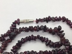 18″ Almandine Garnet Barrel Clasp Necklace Stretch Bracelet Set VTG Retro Estate