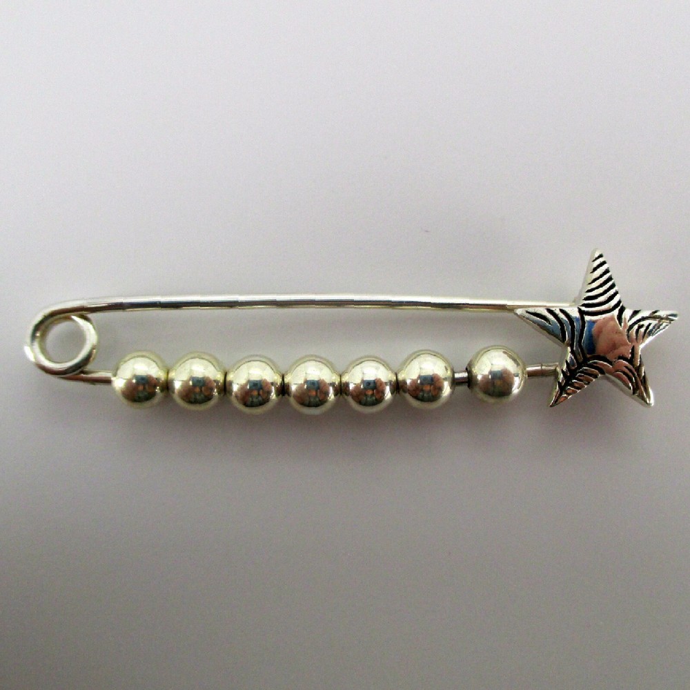 Sterling Silver STAR PIN Charm Holder CHARM PIN Jewelry Gift BEADS Brooch CUTE!