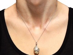 Antique Natural Saltwater Pearl, Ruby and 0.68Ct Diamond, Platinum Pendant