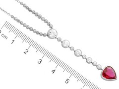 Antique 2.10Ct Pear Cut Ruby and 2.04Ct Diamond Platinum Pendant Circa 1915