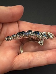 Vintage Lisner Signed Blue Aurora Borealis Rhinestone Brooch Pin