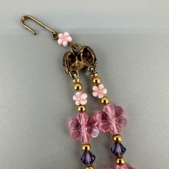 Vintage Flower Bead Necklace Pink Lucite Double Strand Gold Tone Findings Hippy