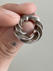 Vintage 925 Sterling Silver Twisted Door Knocker Style Hoop Earrings No Stone
