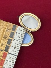 Antique Victorian Blue Robins Egg Enamel Hearts & Star Gold Filled Locket