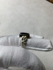 Vintage 925 Sterling Silver Black Stone Ring Size 7 Scroll Design
