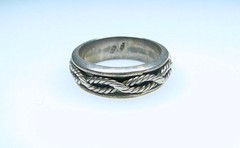 Large Vintage Sterling Spinner Ring Band Size 11.5 w Entwined Rope Design
