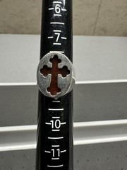 Vintage .925 Silver Ring w/Red Stone in Cross Symbol Made in Israel Size 8.5