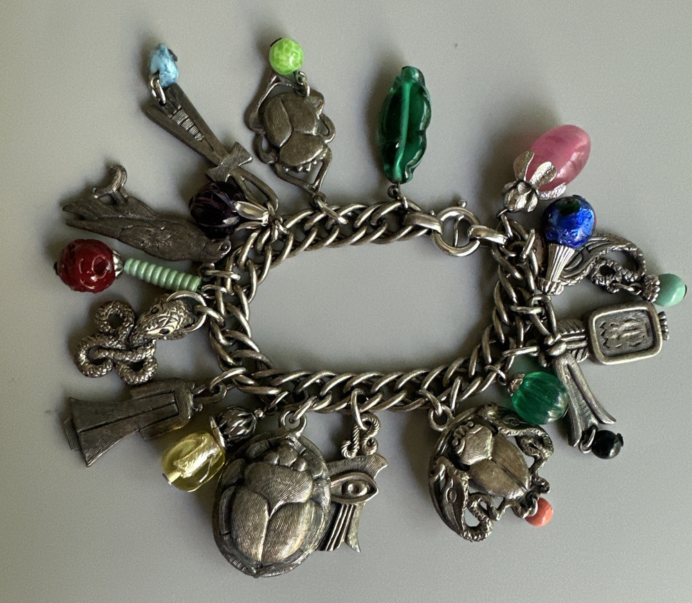 Napier Multi Charms Silver Chain Bracelet 7in. Massive! Charms 1.5in