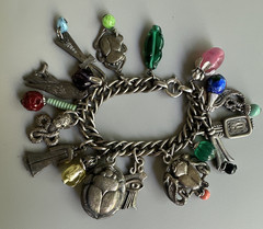Napier Multi Charms Silver Chain Bracelet 7in. Massive! Charms 1.5in