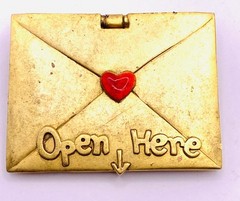 Vintage AJC Signed Mother’s Day Mail Brooch Gold Tone E2