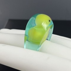 Lucite Dome Ring Rubber Ducky Yellow Blue Size 8 Retro Chunky Cased Resin