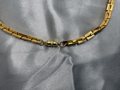 Vintage Gold Tone Choker Rectangle Box Links Chain 15″ LES BERNARD? READ
