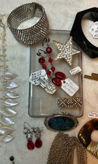 Vintage Jewelry Lot Some Signed Rhinestone Brooch Necklace Clip Earring Over 25!
