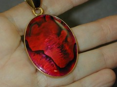 Charles Albert Red Abalone Alchemia Pendant On Chain 17.75”