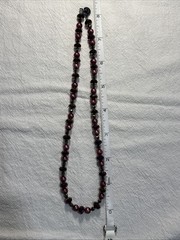 Vintage Beaded Necklace Purple Plum Crystal Faux Pearl Choker Art Deco