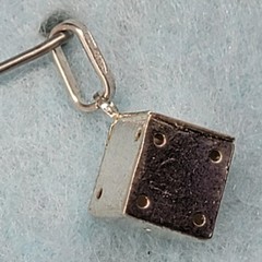 Vintage Sterling Silver 3D Dice Charm Pendant 925 Cube